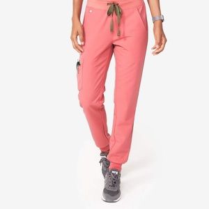 Figs scrubs set in original pink XXS top and bottom. Zamora jogger style bottoms